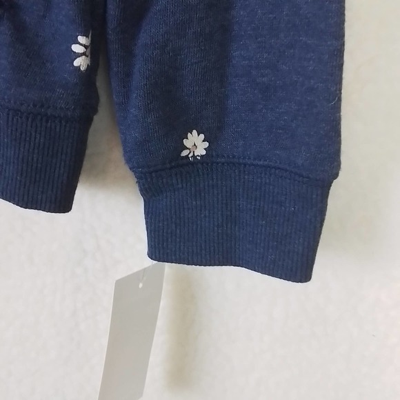 Oshkosh Full Zip‎ Fleece Hoodie Girl's Size 5T in Denim Blue w/ White Daisies - Picture 13 of 13